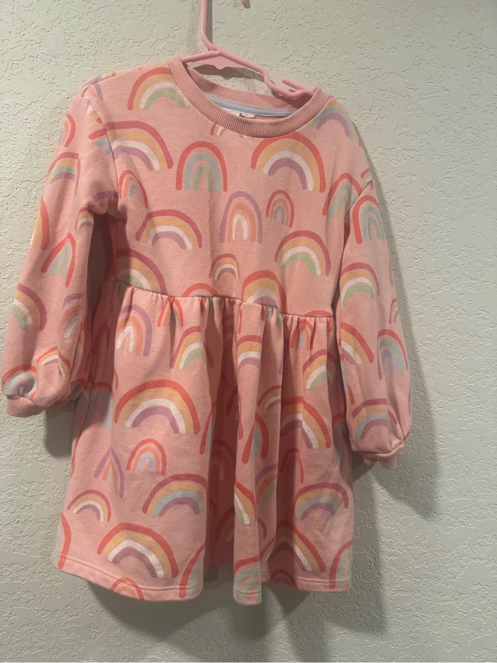 Cat & Jack Pink colorful Rainbow sweater dress long sleeve